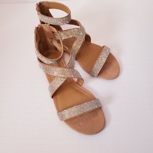 Strappy silver jeweled sandals